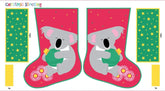 Aussie Christmas Festive Friends Koala Stocking Cotton Quilting Fabric Panel